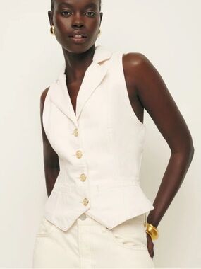 Reformation denim vest gold buttons
